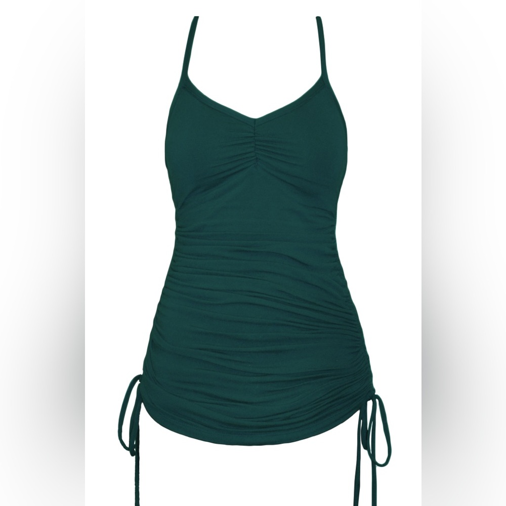 NWT Vintage Teal Ruched Camisole Tank with Adjustable Length